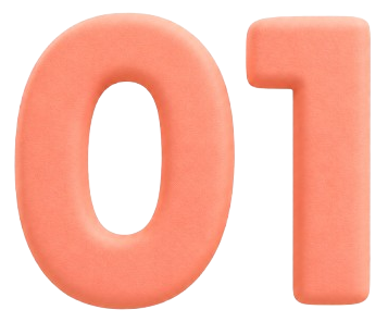 Illustration 3D du numéro 01 en rose corail, symbole du service clientèle et de la première aide à domicile de Mon Petit Personnel