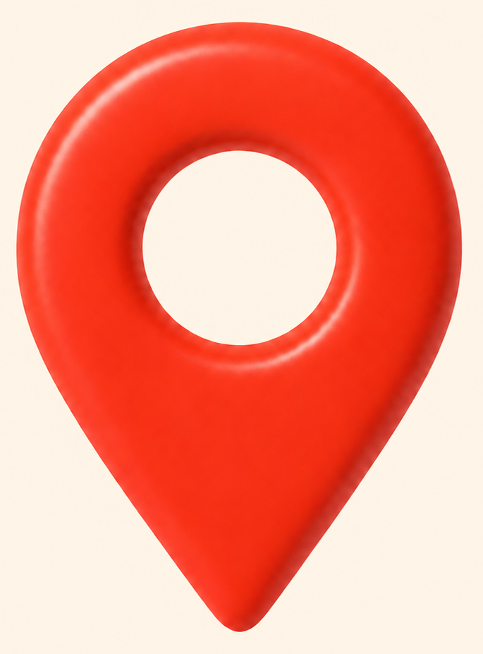 Illustration 3D d'une épingle de localisation rouge, symbole de proximité et de services à domicile